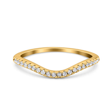 Contour Curved Half Eternity Band Ring Yellow Tone, Simulated Cubic Zirconia 925 Sterling Silver (4mm)